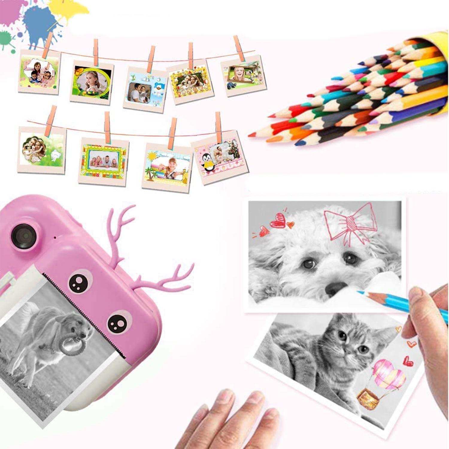 Fotocamera digitale Deer per foto da 40 megapixel e video da 2,5 K per bambini. Stampa istantanea delle tue foto preferite. Doppia fotocamera, per i selfie.