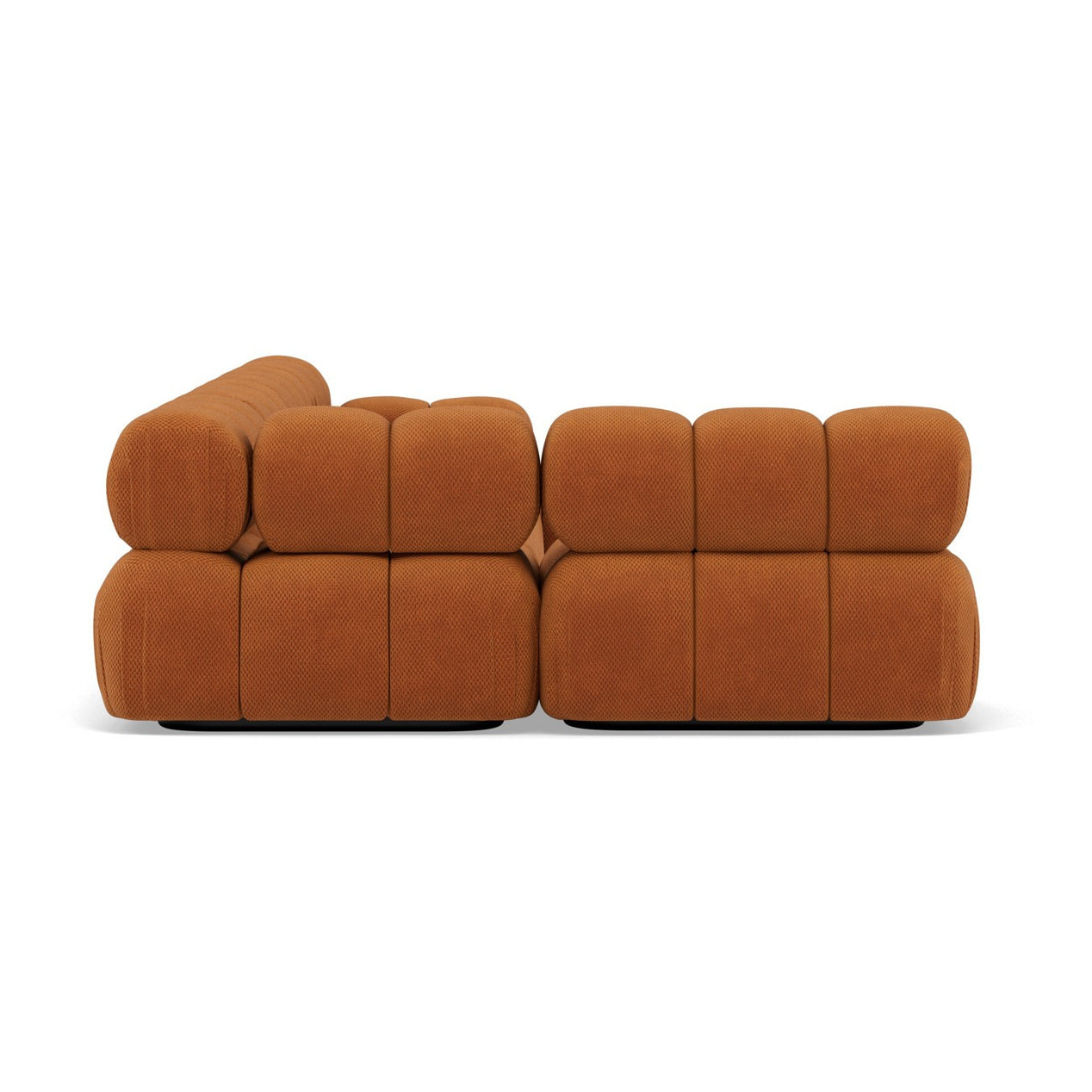 Ruby - canapé panoramique modulable d'angle gauche 7 places en velours texturé - Terracotta