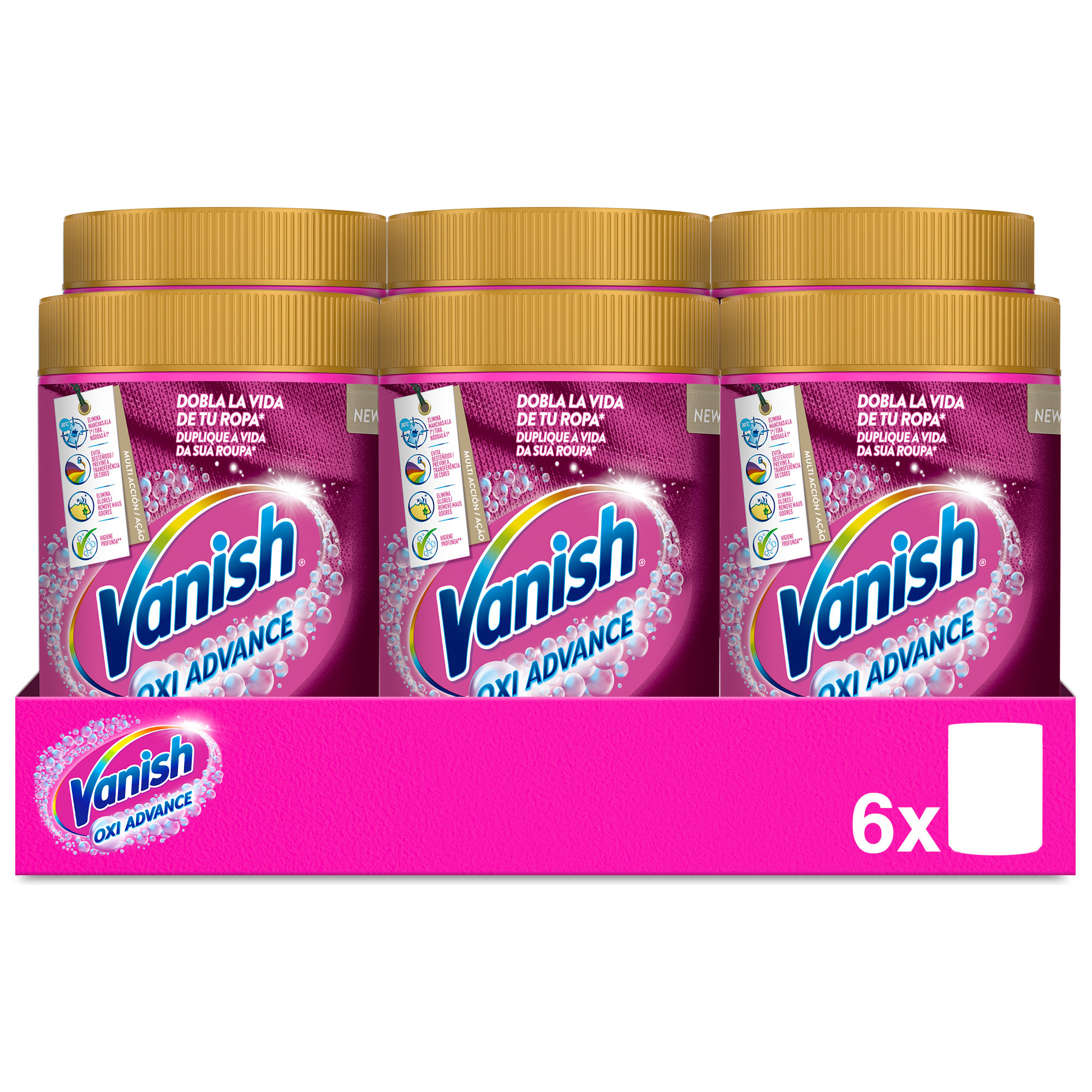 Vanish Oxi Advance Quitamanchas para la ropa, elimina olores, potenciador de Lavado en polvo - 6x400 gr