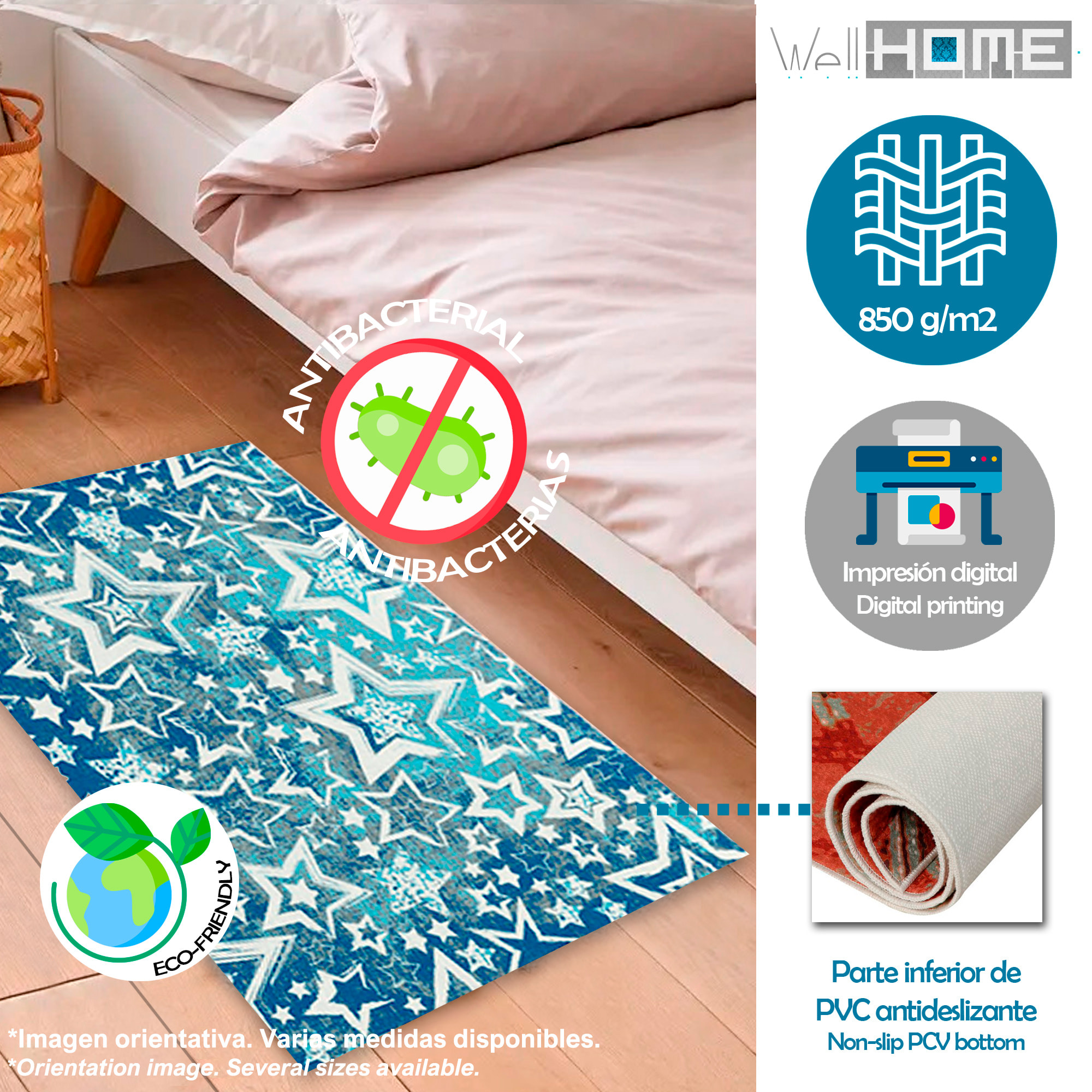 Alfombra de Poliester estampada 100 x 150cm