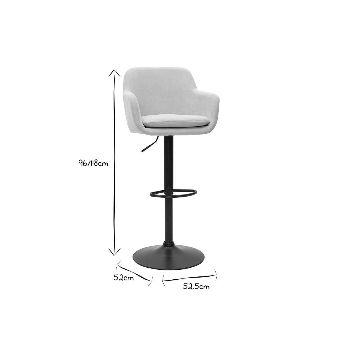 Tabourets de bar réglables tissu effet velours beige et métal (lot de 2) AMIKA