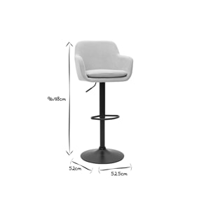 Tabourets de bar réglables tissu effet velours beige et métal (lot de 2) AMIKA