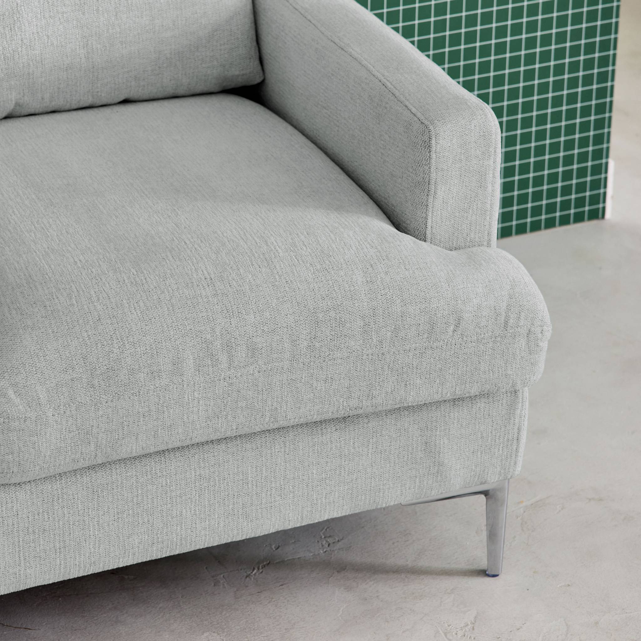 Canapé 2 places en tissu gris clair L 143 x P 90 x H 89cm - Hans