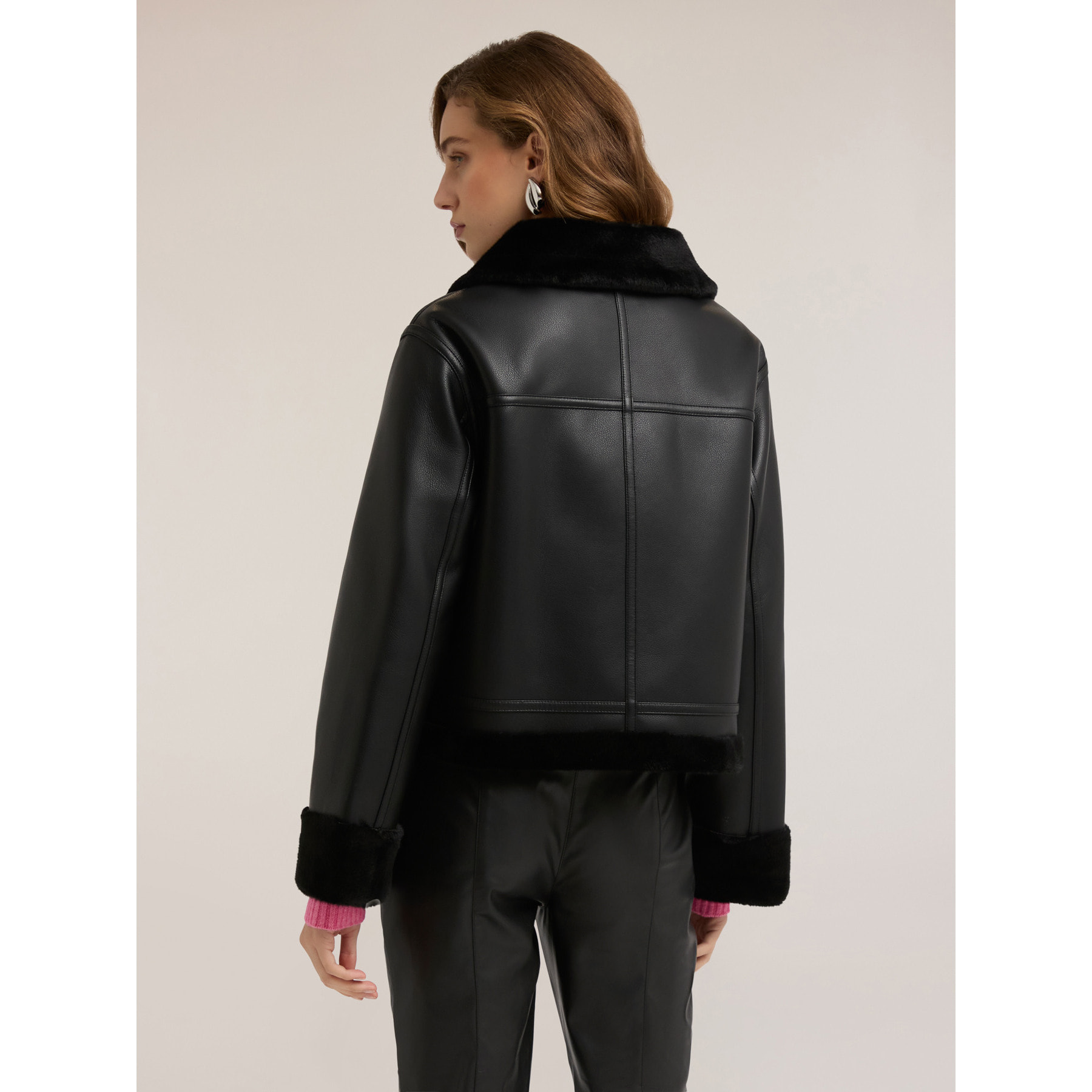 Motivi - Giubbotto effetto shearling con bottoni - Nero