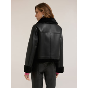 Motivi - Giubbotto effetto shearling con bottoni - Nero