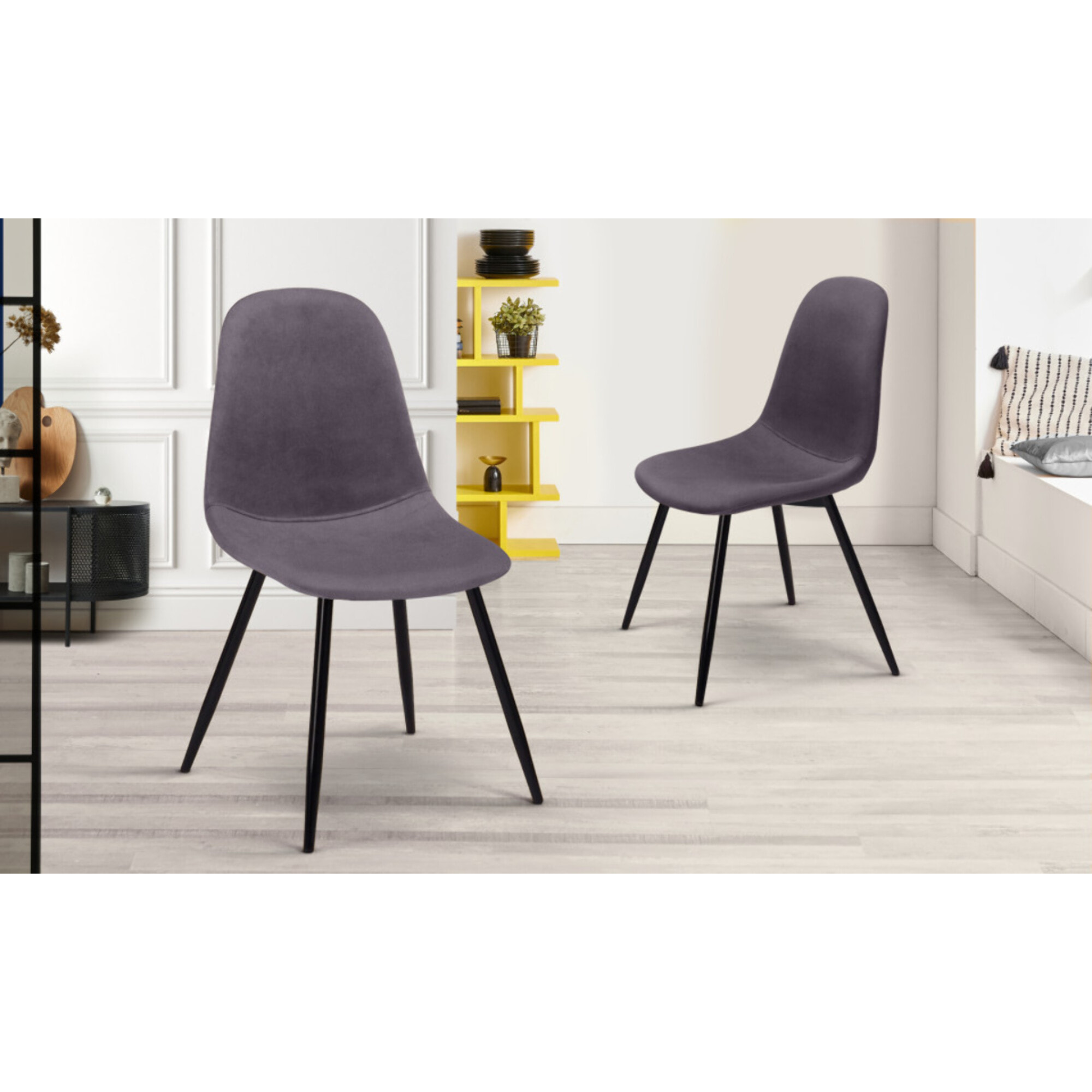 Chaises Sofia - Gris foncé - pied noir