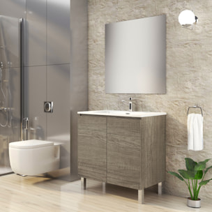 Ensemble de Salle de Bain Lust | 80 cm Nebraska | Deux Portes | Lavabo Encastré | N'inclut pas le Miroir | Meuble Assemblé | Alday