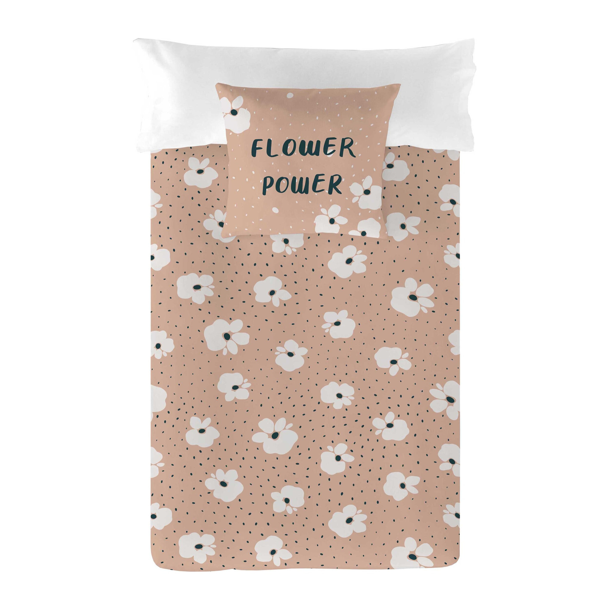 Popcorn - Funda Nórdica Estampada - Cierre Solapa - 100% Algodón - Incluye 1/2 Fundas de Almohada - Suri Beige