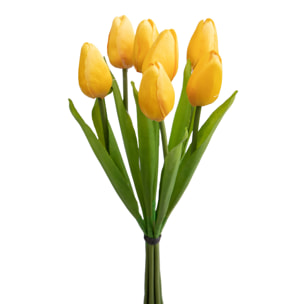 Mazzo Di 7 Tulipani. Altezza 37 Cm - Pezzi 4 - 13X37X13cm - Colore: Giallo - Bianchi Dino - Fiori Artificiali