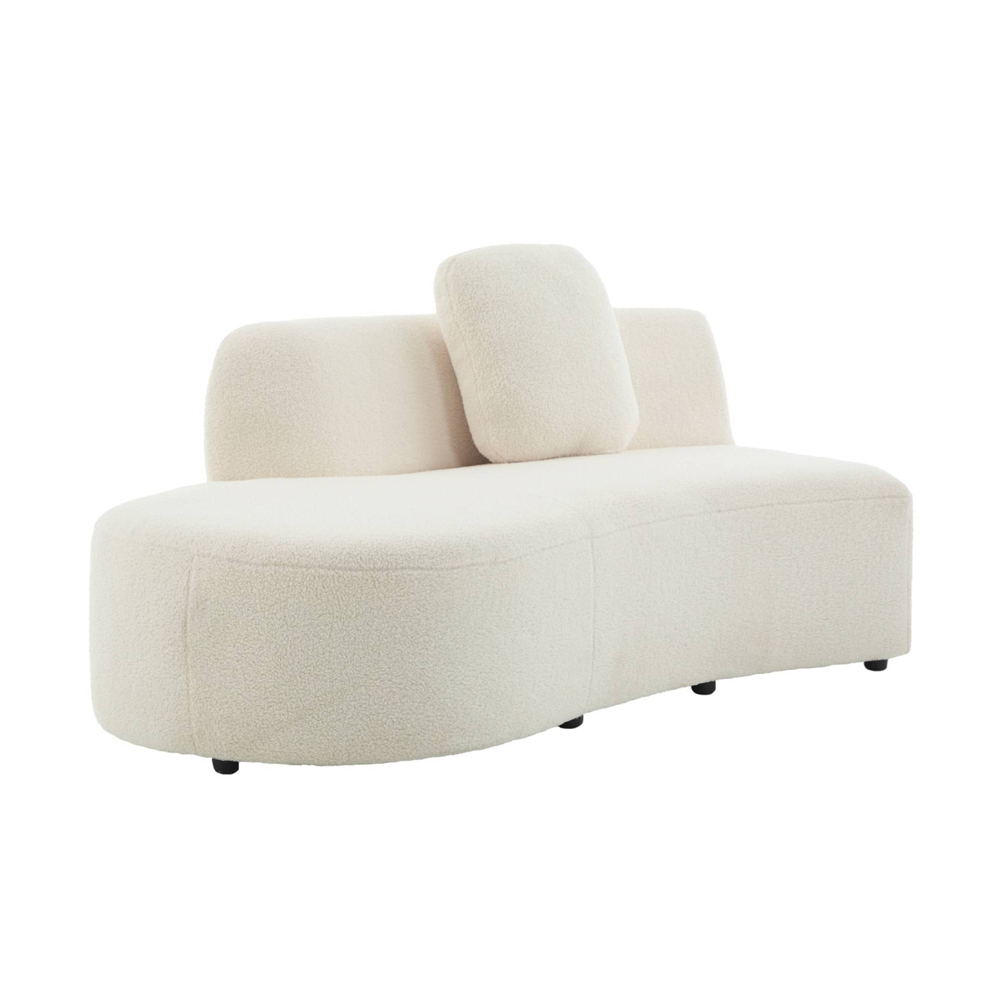 Canapé virgule organique gauche 2-3 places bouclette blanche  L 171 x P 93 x H 68cm - Wave