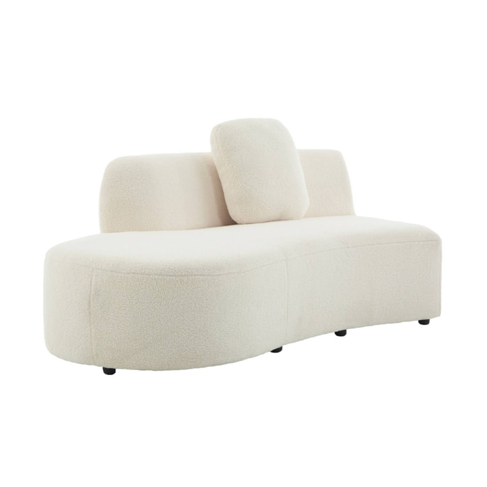 Canapé virgule organique gauche 2-3 places bouclette blanche  L 171 x P 93 x H 68cm - Wave