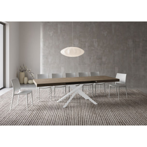 Table extensible 90x160/420 cm Karida taupe pieds blanc