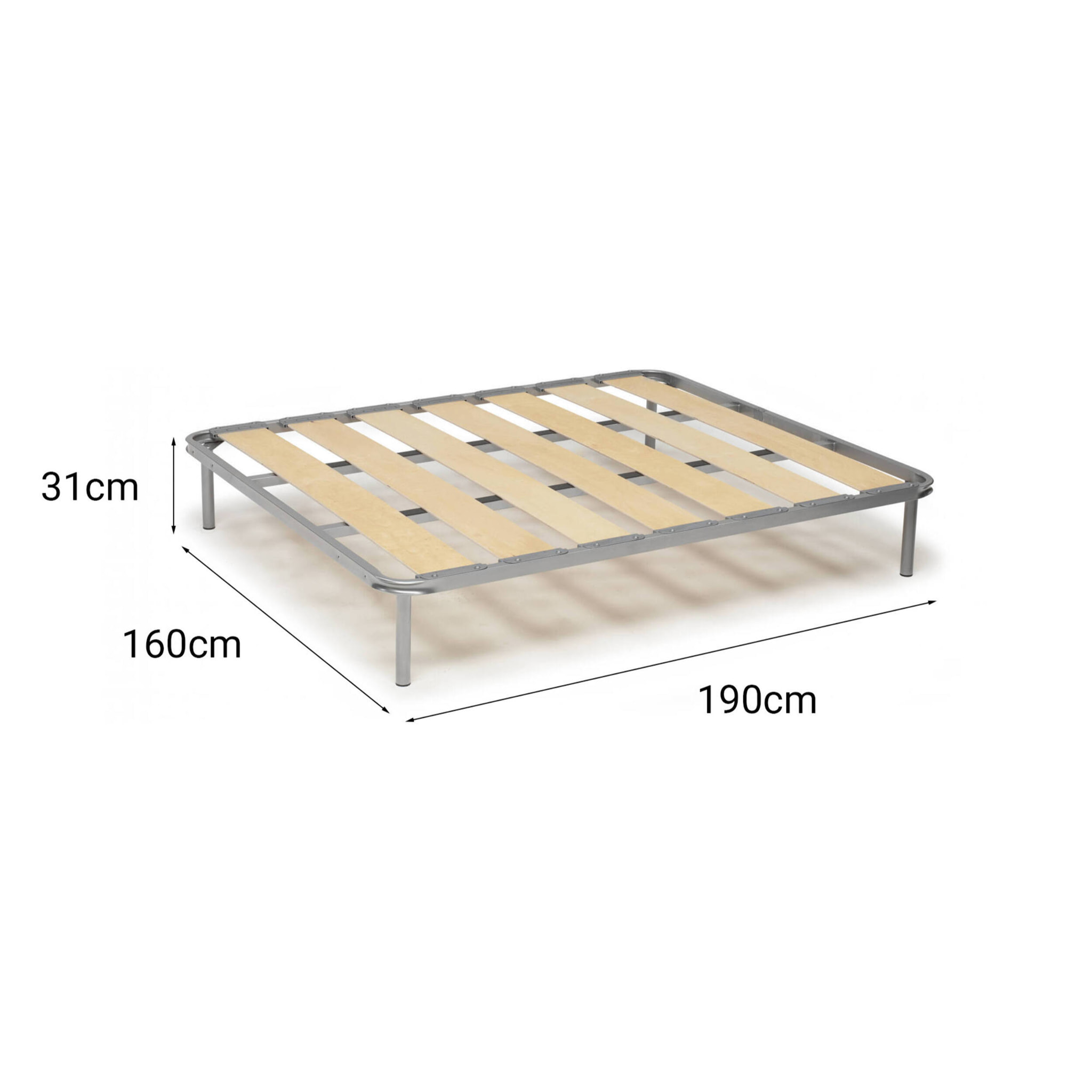 Rete letto matrimoniale Alisto, Rete ortopedica a doghe larghe, 100% Made in Italy, Cm 160x190h31