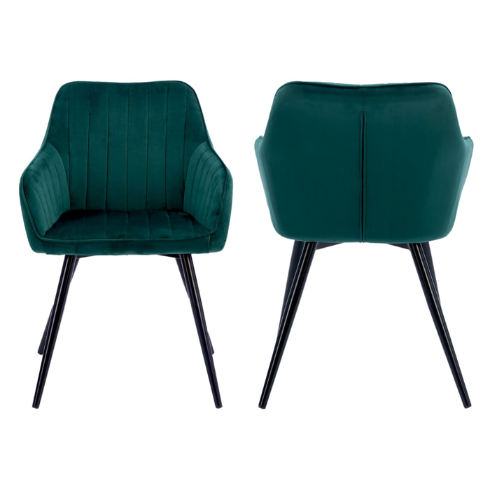 Lot de 2 chaises en velours BERTILLE vertes