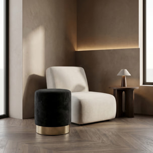 Pouf cilindrico in velluto con base dorata, sgabello imbottito elegante e resistente, seduta compatta salvaspazio, ideale per salotto camera ingresso e toeletta, design moderno glamour e versatile