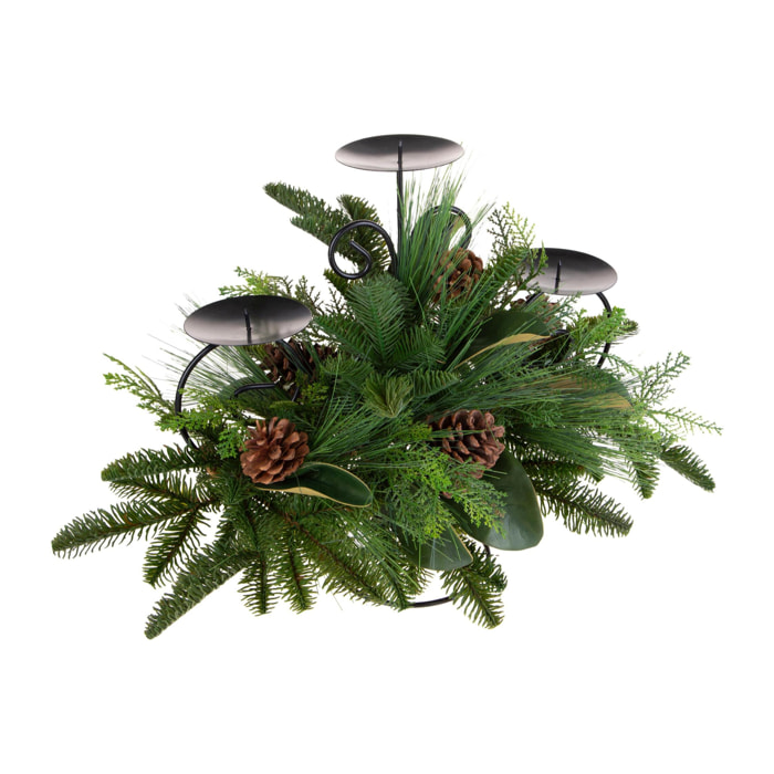 P/candele con pino e magnoli - Pezzi 1 - VERDE - Bianchi Dino SpA