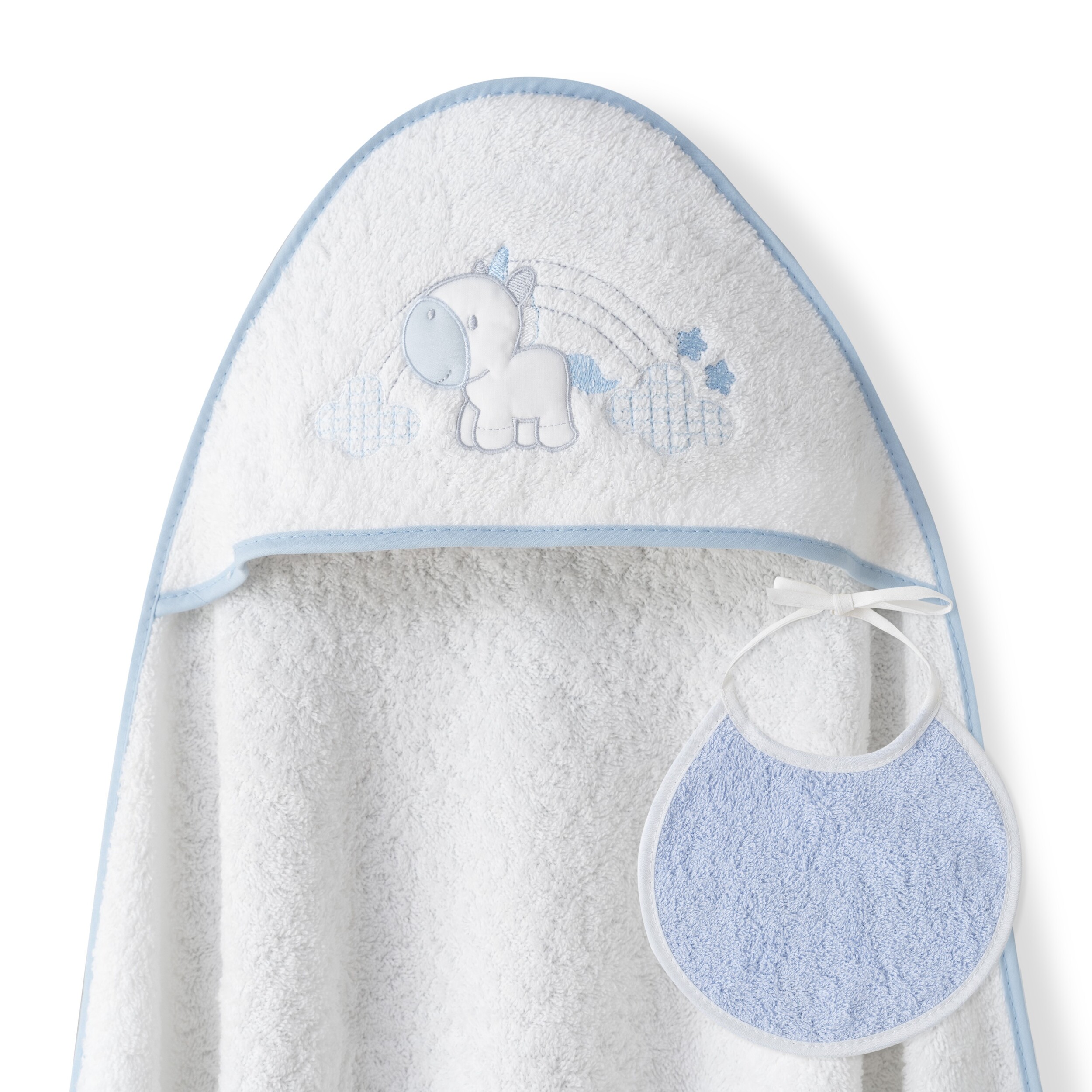 Set Capa de Baño Unicornio Nubes con Babero