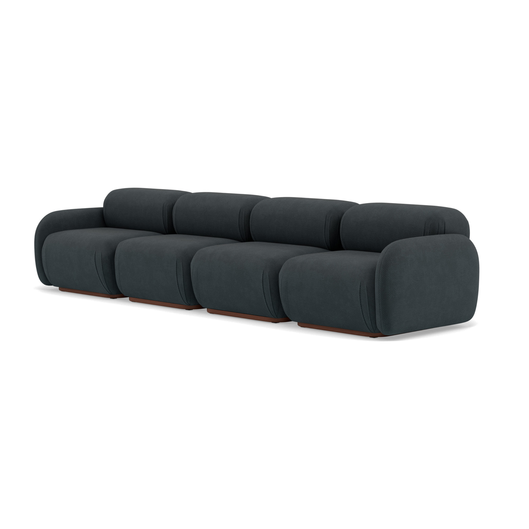 Penelope - canapé droit modulable 4 places en velours texturé - Noir