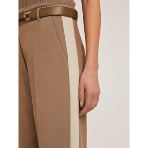 Motivi - Pantaloni palazzo con banda laterale - Marrone