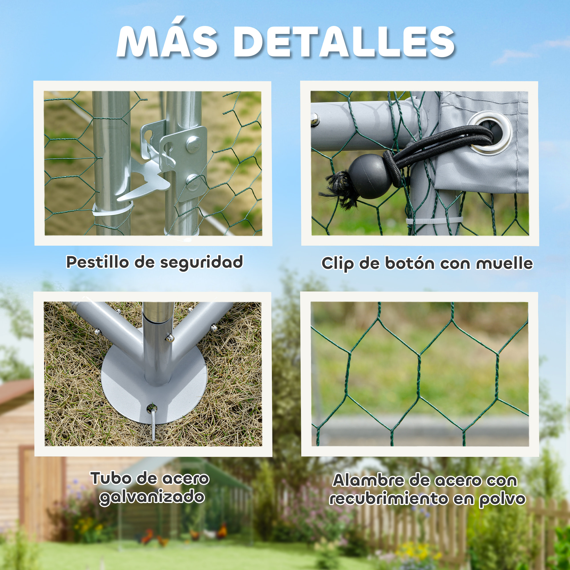 Gallinero para Exterior Gallinero de Acero Galvanizado con Cubierta Anti-UV e Impermeable Jaula para 5-8 Gallinas Plata
