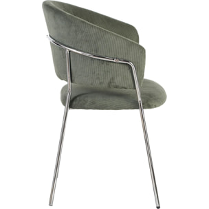 Lot de 2 chaises en velours côtelé, piètement chromé - ISYA