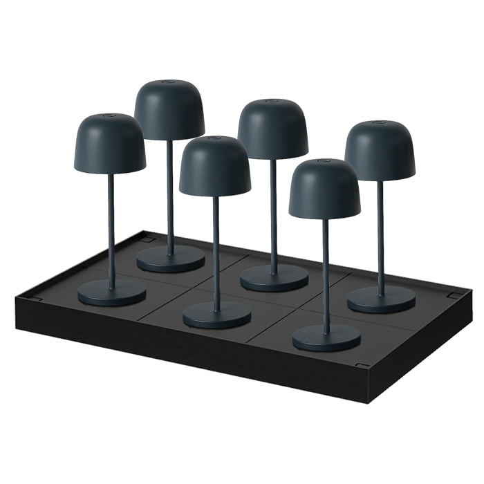 6 Lampes de table SOPHIA Gris + base de chargement