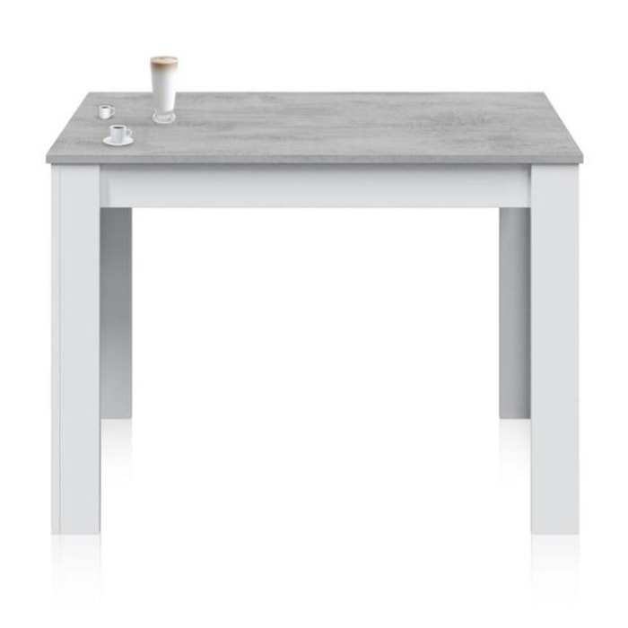 Mesa de comedor Dina Blanco Artik (Blanco Mate) - Gris Cemento