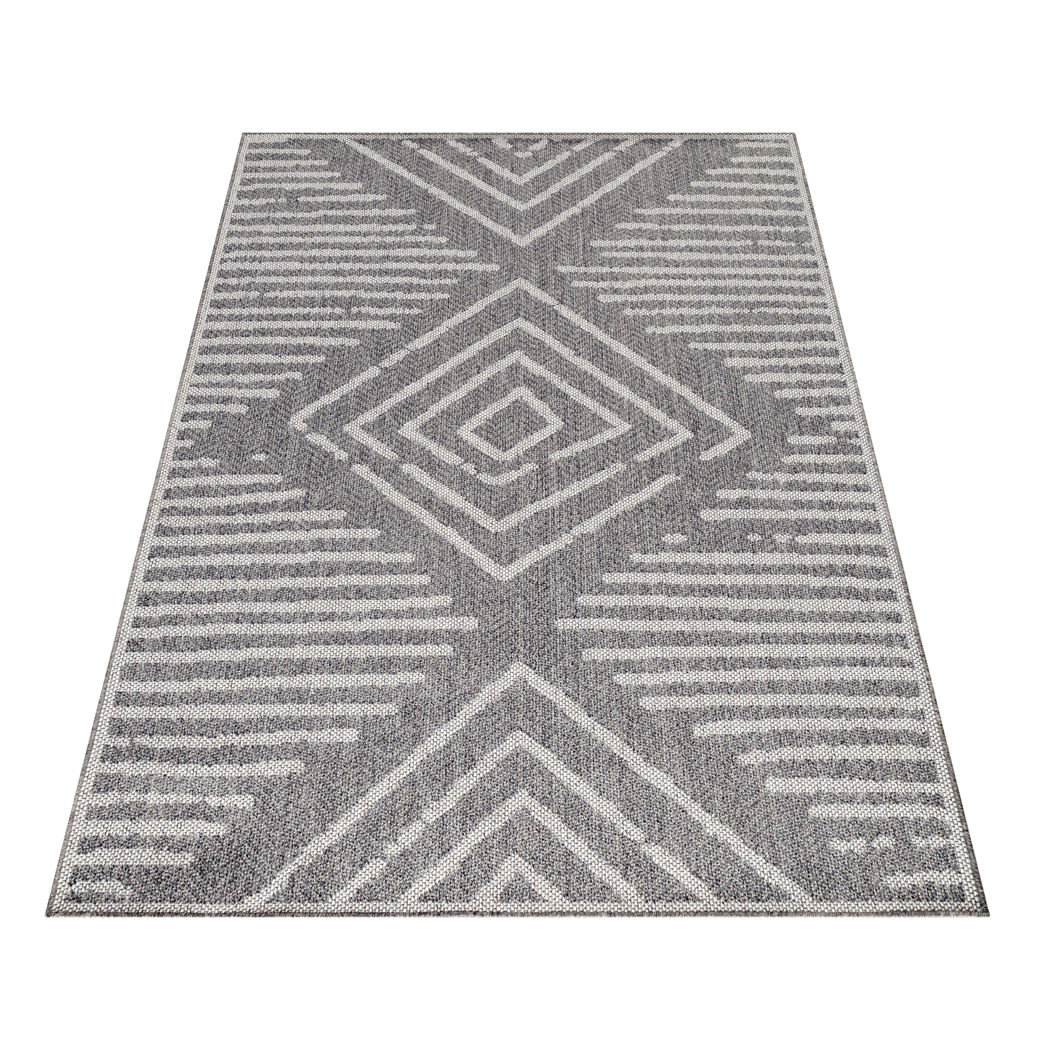 ARUBA - Tapis intérieur / extérieur à motif berbère gris