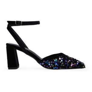 Zapatos de tacón negros con lentejuelas