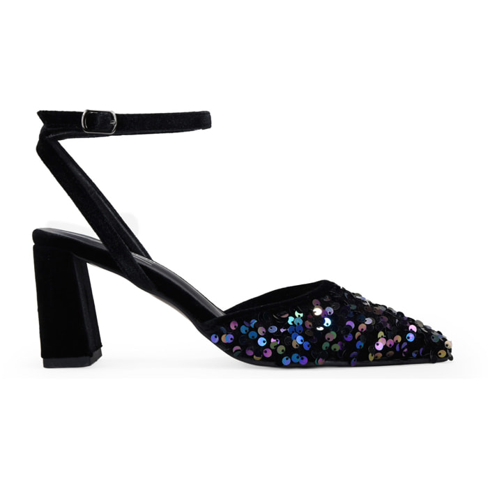 Zapatos de tacón negros con lentejuelas