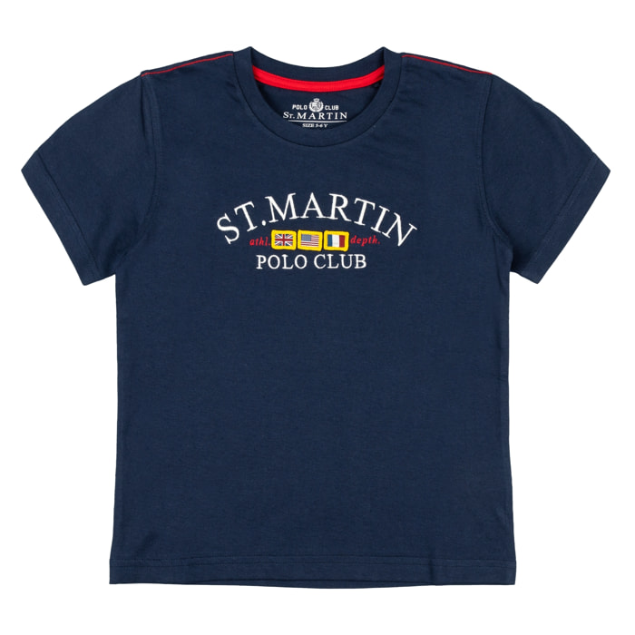 T-shirt jersey con ricamo logo flags Polo Club St Martin Blu