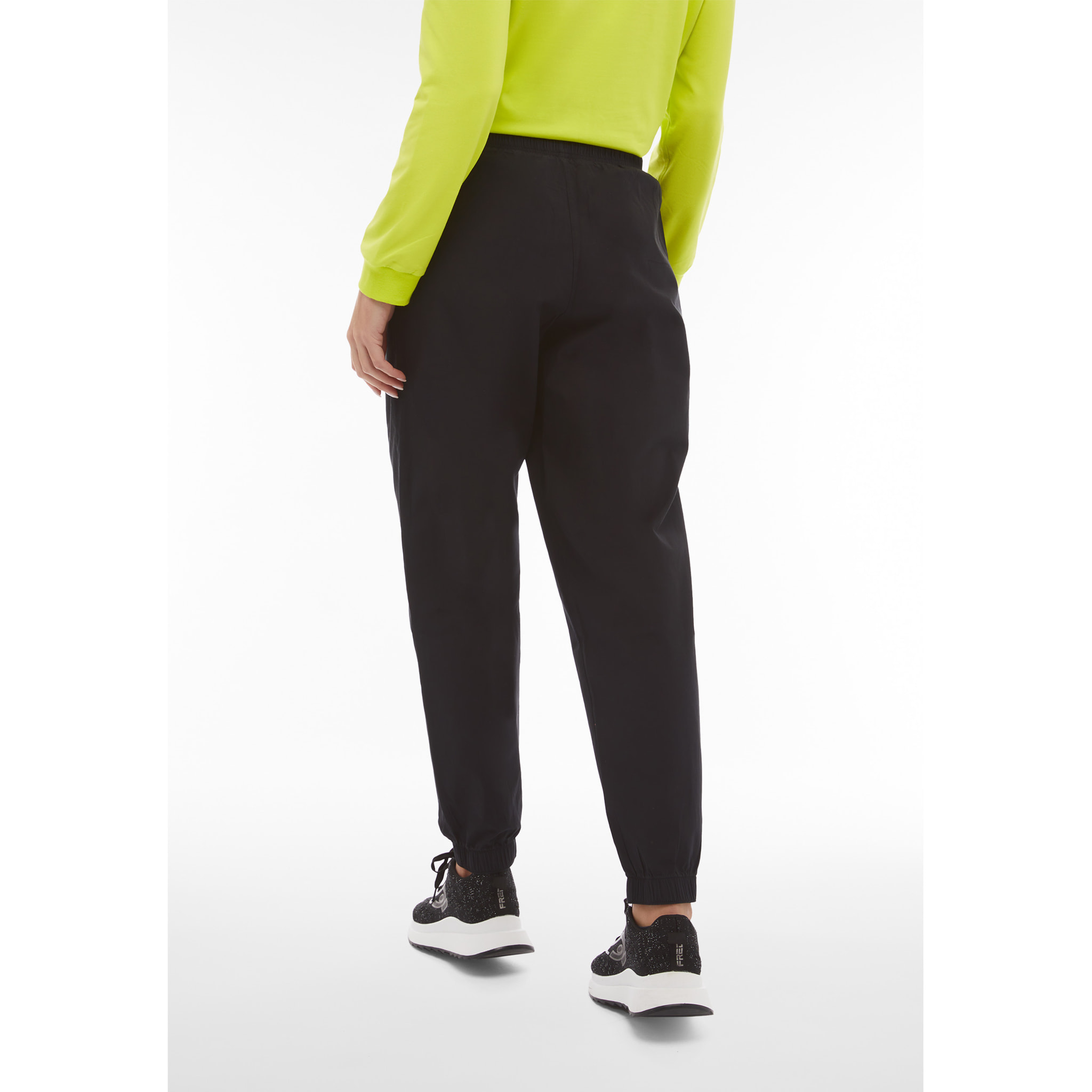 Pantaloni joggers donna in tessuto popeline tinto in capo