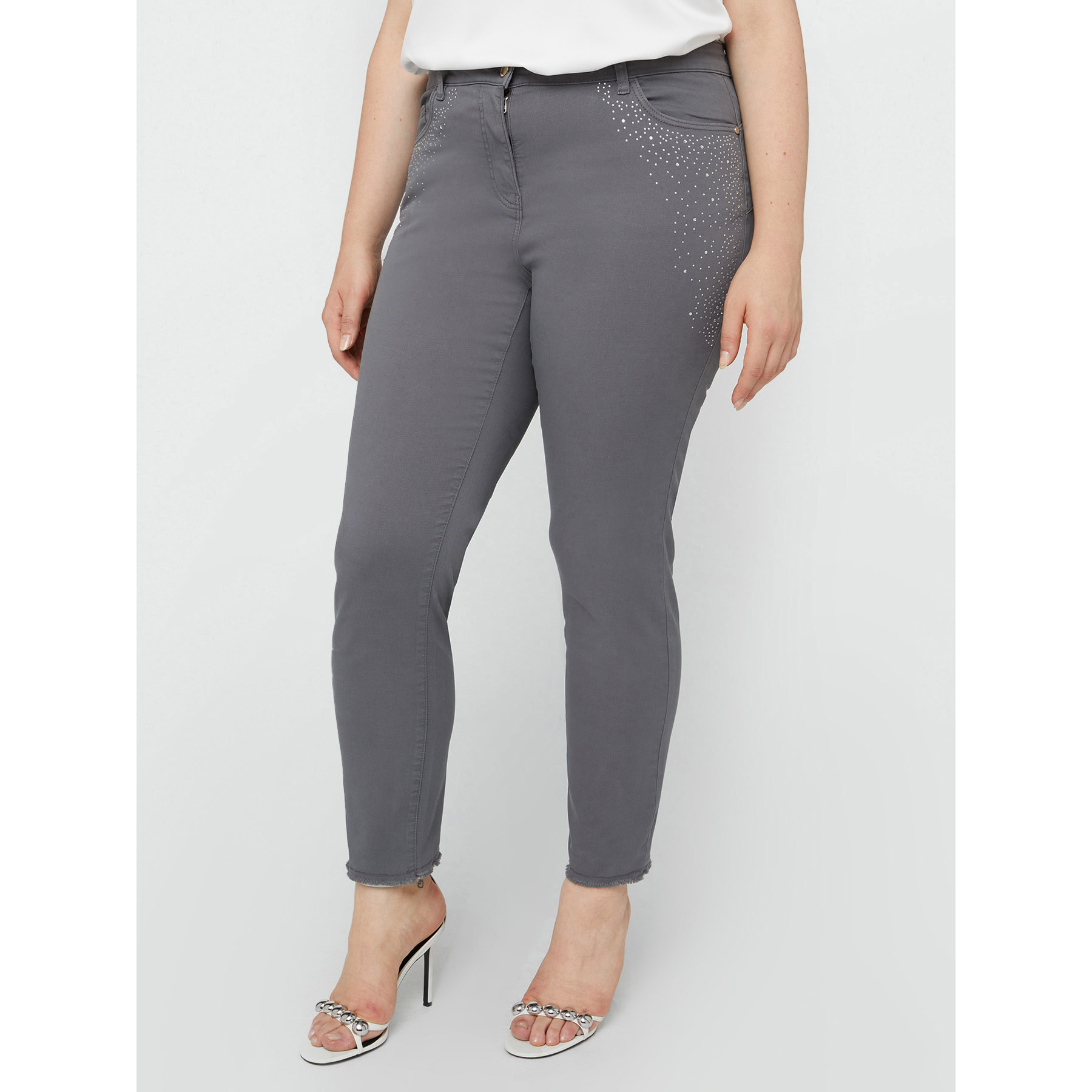 Fiorella Rubino - Vaqueros skinny con pequeña pedrería - Gris