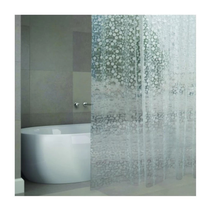 Rideau de douche EVA COPENHAGUE 180x200cm QUALITà PREMIUM Transparent  - Anneaux inclus MSV