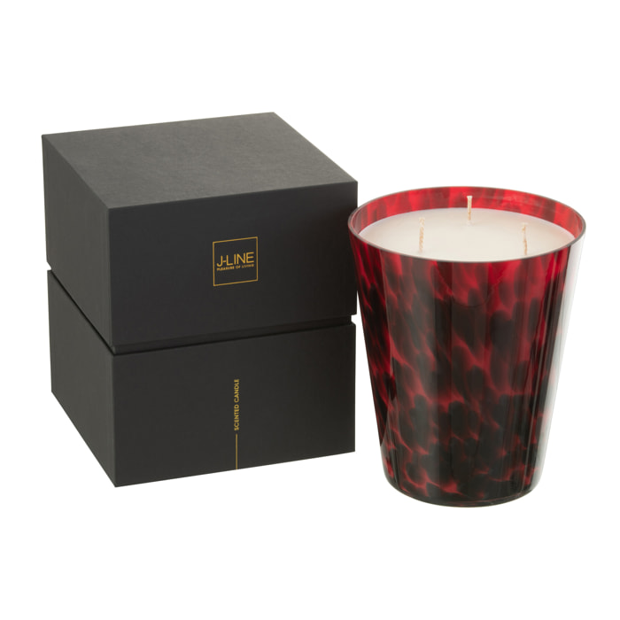 J-Line bougie parfumée Noa - Sandalwood - verre - rouge - large - 95H