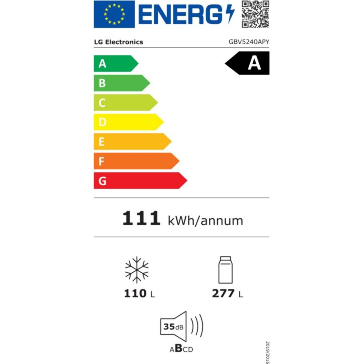 Réfrigérateur combiné LG GBV5240APY