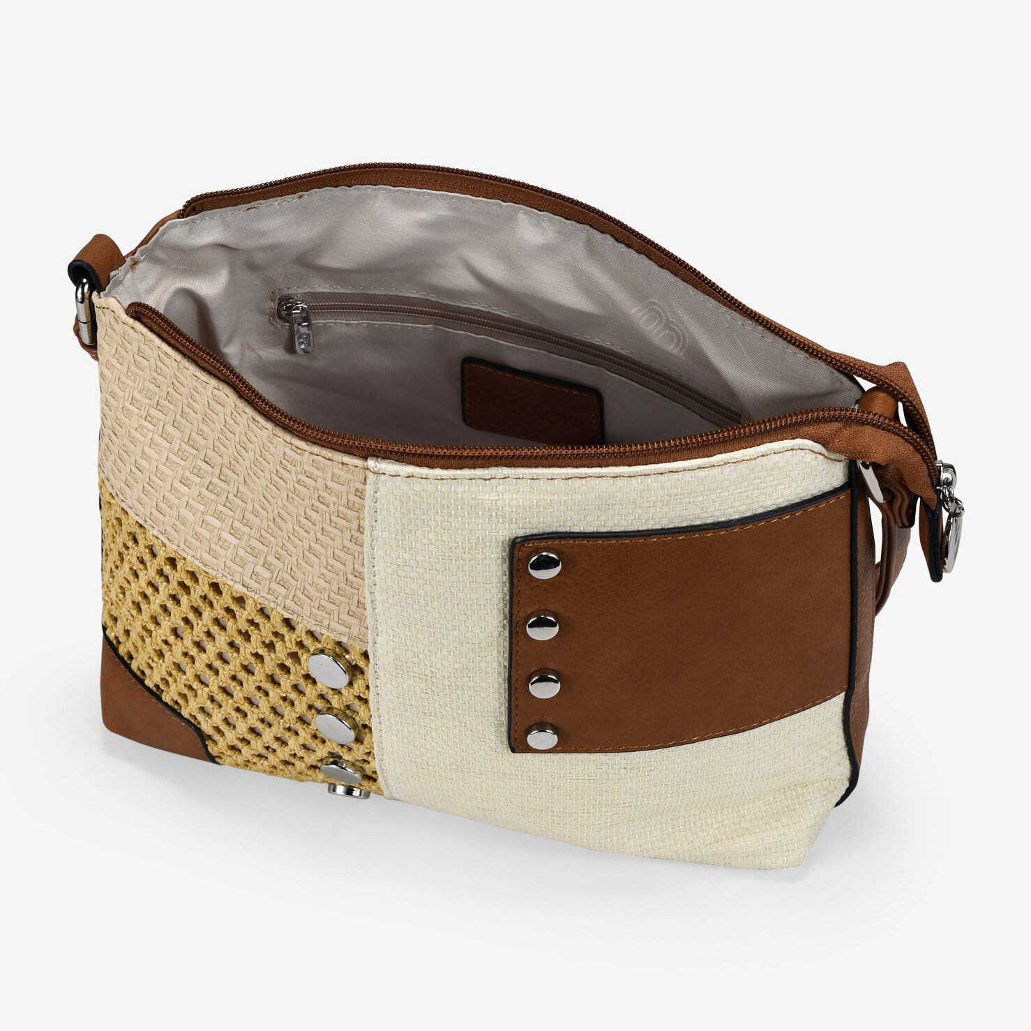 Bolso bandolera cuero con patchwork