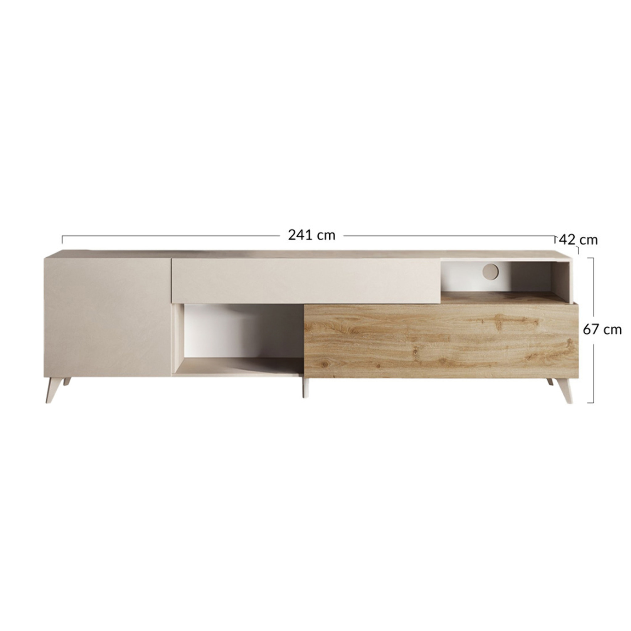 Estelle - meuble tv - 2 portes et 1 tiroir - 241 cm - Marron / Blanc