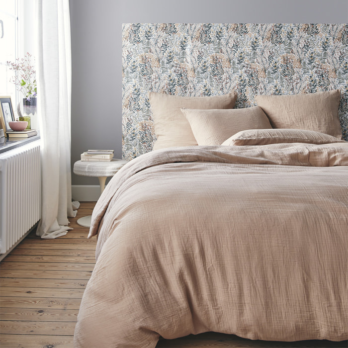 Housse de couette unie en gaze de coton lavée, TENDRESSE, Beige naturel