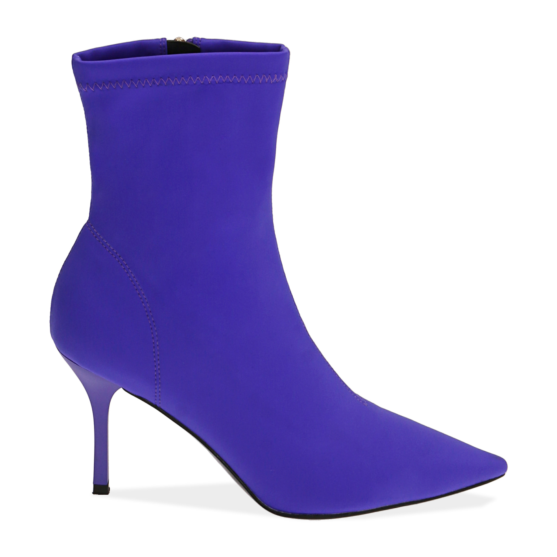Ankle boots viola in lycra, tacco 8,5 cm