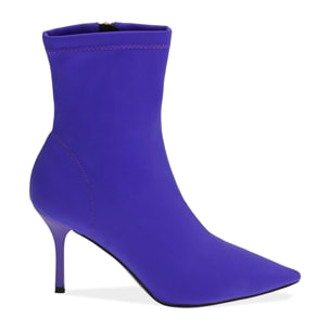 Ankle boots viola in lycra, tacco 8,5 cm