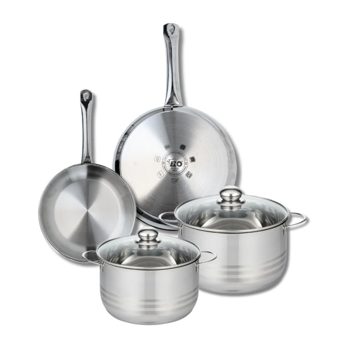 Ensemble de 2 Poêles de cuisson 24 et 28 cm et 2 faitouts 20 et 24 cm Elo Profi Brillant