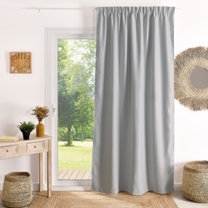 Rideau à galon fronceur occultant ignifugé M1 Non Feu - Gris Galet