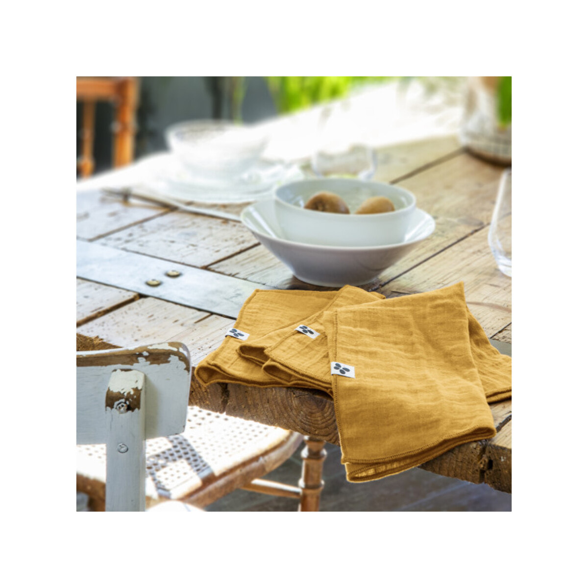 Lot de 3 serviettes 40x40 cm en gaze de coton - GAIA