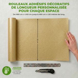 Rouleau adhésif décoratif Vinyle au Mètre - Or - Sticker Lavable Imperméable Mur Cuisine Meubles
