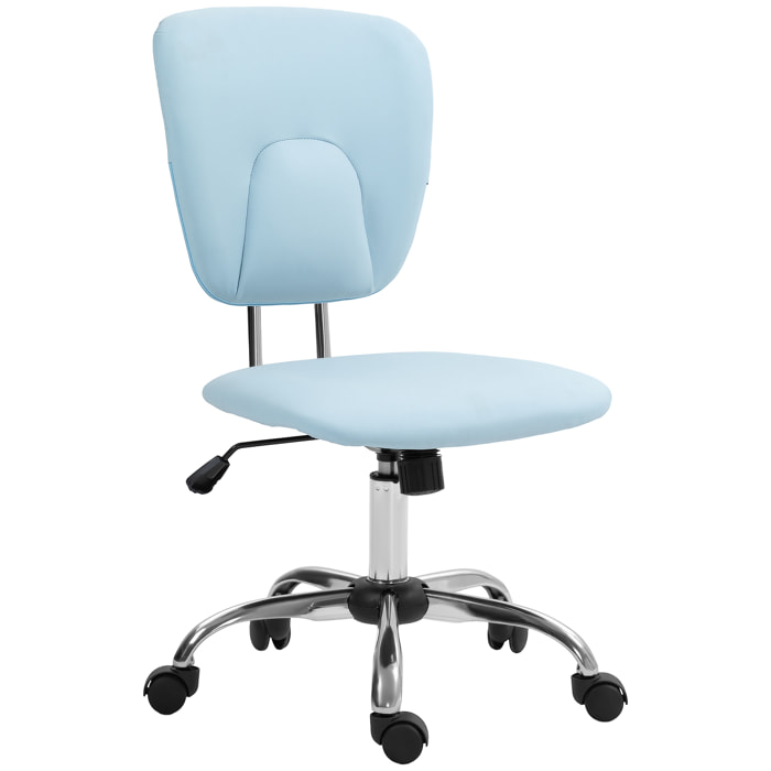 Silla de Oficina sin Reposabrazos Silla de Escritorio Juveniles con Altura Ajustable y Función de Inclinación Carga 120 kg 50x54x87,5-96,5 cm Azul Claro