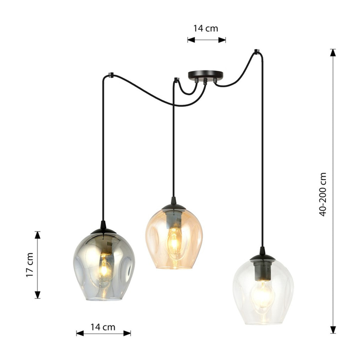 Lampada a sospensione Level con diffusori in vetro mix