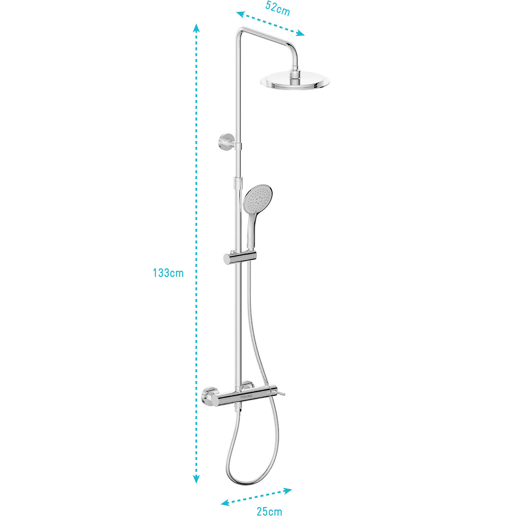 Colonne de douche Mécanique finition Chrome 133x26x52 cm - MOLLY CHROME