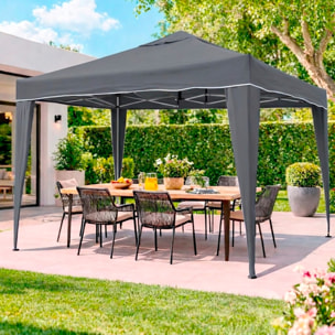 Gazebo Pieghevole 3x4 M in Acciaio con Telo Idrorepellente 160 g/m² Anti-UV Struttura Robusta Apertura Rapida a Fisarmonica con Borsa 4 Sacche Grigio