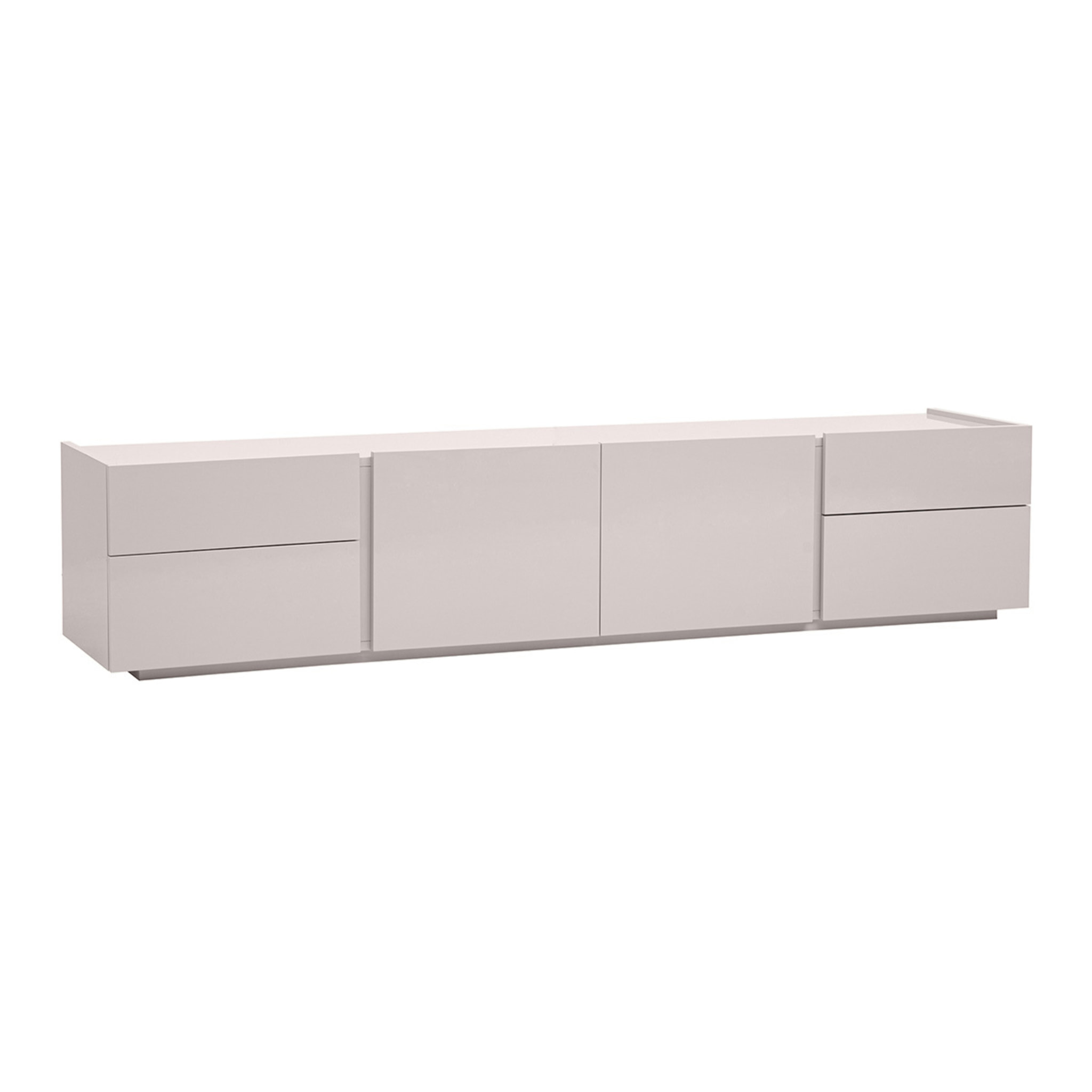 Meuble TV design beige laqué brillant avec rangements L199.8 cm ISAURE